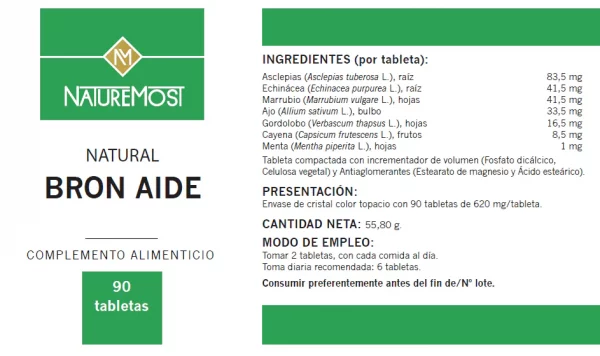 Natural Bron aide 90 tabletas - Imagen 2
