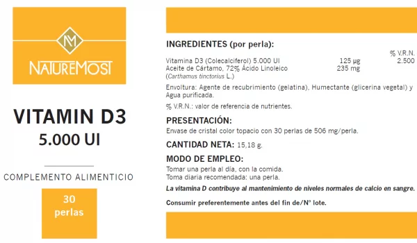 Vitamin D3 5000 U.I 120 perlas - Imagen 2