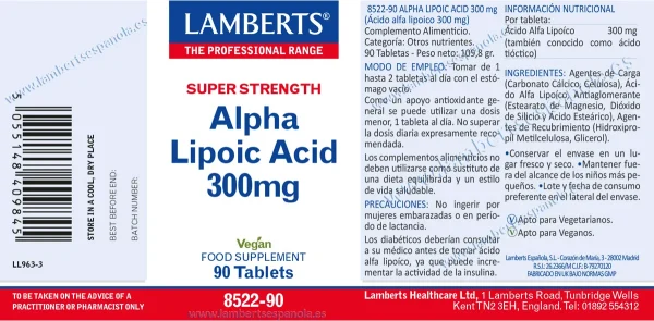 Ácido Alfa Lipoico 300 mg 90 Tabletas - Imagen 2