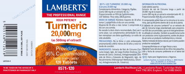 Cúrcuma 20.000mg 120 tabletas - Imagen 2
