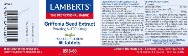 5HTP 100mg 60 tabletas - Imagen 2
