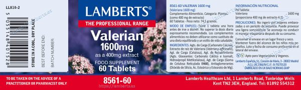 Valeriana 1600mg 60 tabletas - Imagen 2