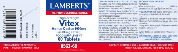 Vitex Agnus Castus 1000mg 60 tabletas - Imagen 2