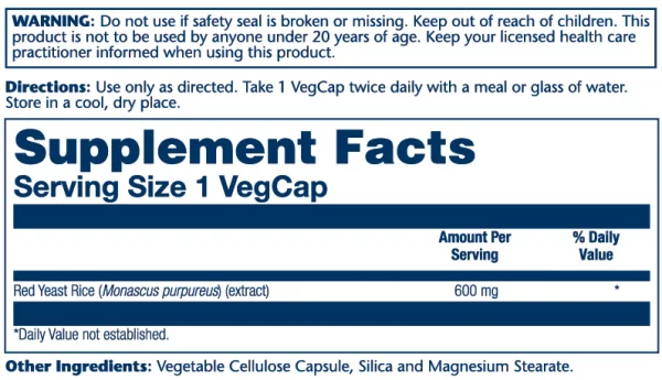 Red Yeast Rice 600mg 45 cápsulas - Imagen 2