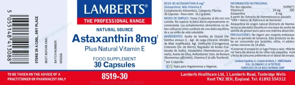 Astaxantina 8 mg con Vitamina E natural 30 Cápsulas - Imagen 2